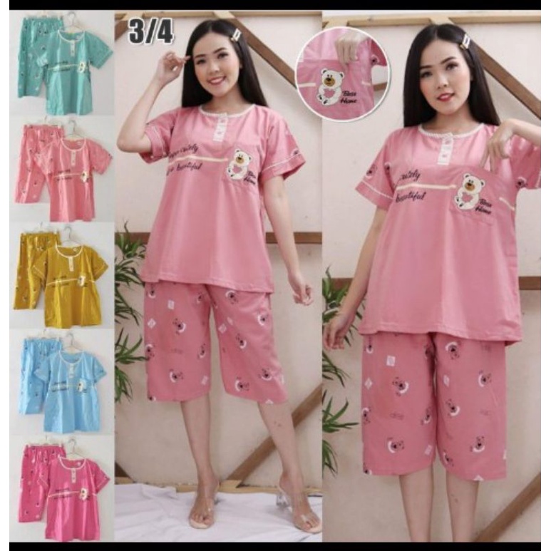 stelan  baju tidur 3/4 standar dan jumbo Tessa