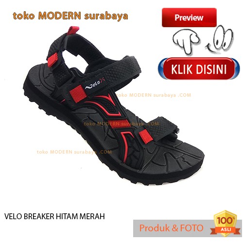 VELO BREAKER HITAM MERAH sendal pria gunung outdoor flip flop