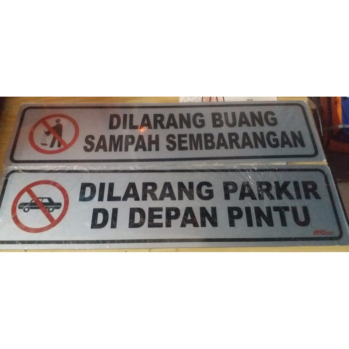 

SIGN LABEL SEMI PLAT SILVER DILARANG BUANG SAMPAH SEMBARANGAN 40 X10CM