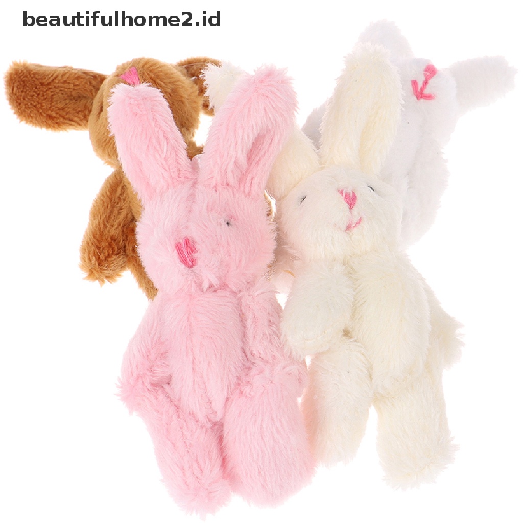 [beautifulhome2.id] 5Pcs 6cm Mini Joint Rabbit Pendant Plush Bunny For Key Chain Bouquet Toy Doll ID