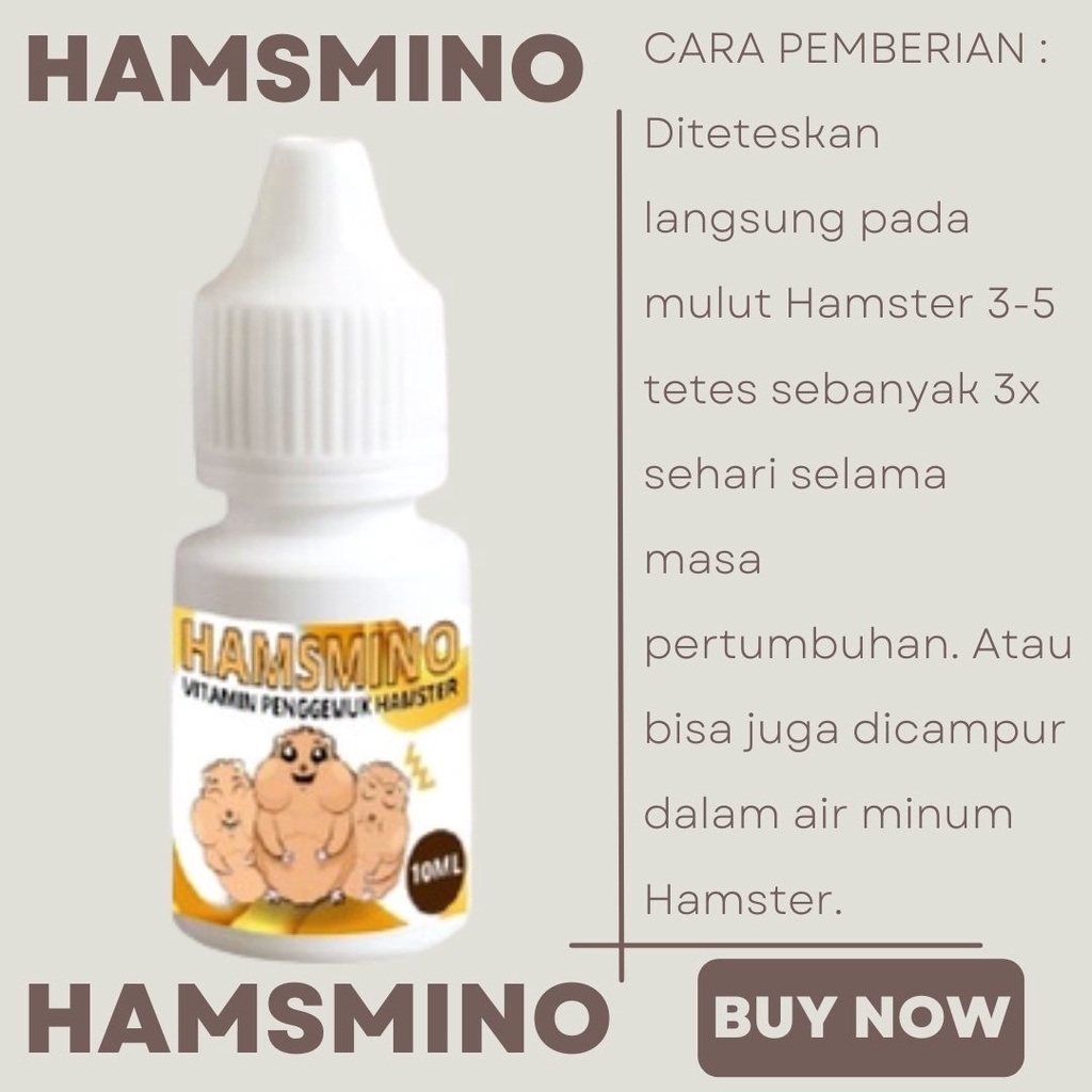 HAMSMINO Vitamin Penggemuk Hamster 10ml / Hamsmino Hamster 10ml / Obat Hamster / Vitamin Hamster FEZONE