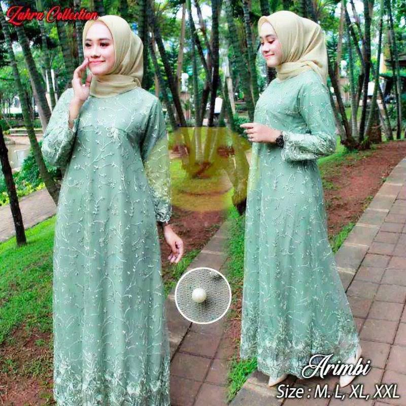 ARIMBI MAXI DRESS BROKAT TILLE FULL MUTER BIG SIZE JUMBO SIZE LD 120 MURAH PESTA KONDANGAN LEBARAN f