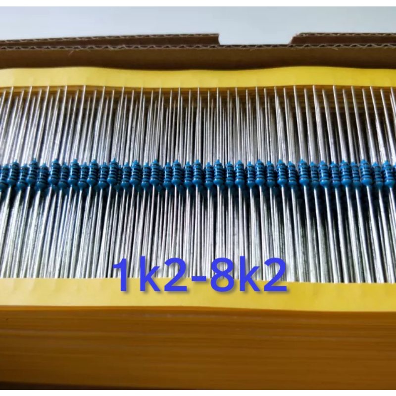 10pcs Resistor metal film ¼w toleransi 1% ukuran 1k2 - 8k2