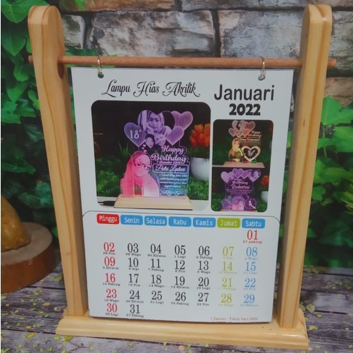 

Kalender Meja 2023 Aesthetic Custom Foto Bahan Kayu Jati Belanda Estetik ukuran A5