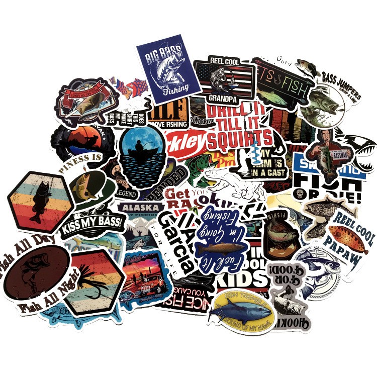 50PCS Funny Fisherman Go Fishing stickers For suitcase Freezer DIY decoration Decals Car Sticker