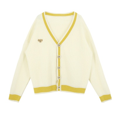Spring yellow V-Neck Sweater Korean loose cardigan --- Blaire Cardigan-8