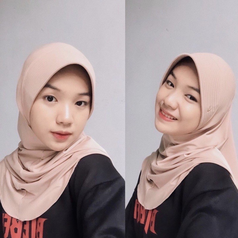 Bergo Hamidah / Bergo Jersey menutup dada / Hijab instan jersey Logo Bordir