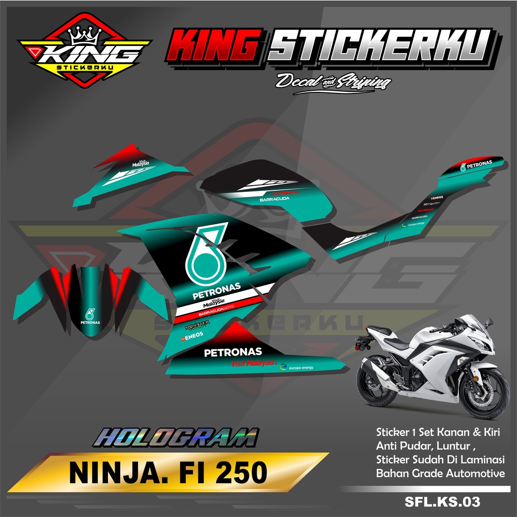 Sticker Striping Kawasaki NINJA 250 FI - Stiker Striping Motor NINJA 250 FI Motif Petronas. KS.03
