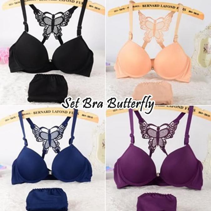 Beautiful Set Bra Butterfly / Bra + Cd Kupu-Kupu Size 32 Navy