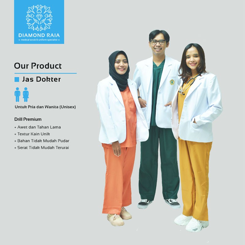 Jas Dokter Pria Lengan Pendek/ Sneli Pria/ Jas Koas Pria/ Baju Dokter Pria