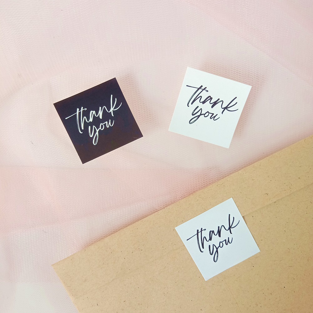 

PAPERDESIGN.INDO - <READY STOCK> STIKER KOTAK 3CM THANK YOU VYNIL ANTI AIR ANTI SOBEK UNTUK BOTOL, BOX, DUS, KEMASAN, DLL HITAM PUTIH AESTHETIC