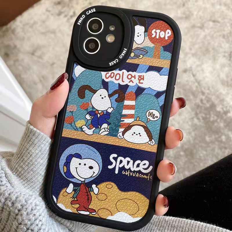 Soft Case Bahan Kulit Pu Motif Kartun Untuk iPhone 13 13pro 13prm 11 7Plus 8Plus Xr XS 13 12pro Max