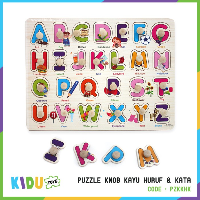 Mainan Anak Puzzle Knob Kayu Huruf Kidu Toys