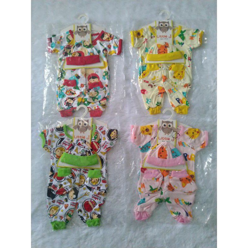 LITTLE J 1PC Jumpsuit Bayi Newborn Plus Topi Dan Sarung Kaki SNI Berkualitas