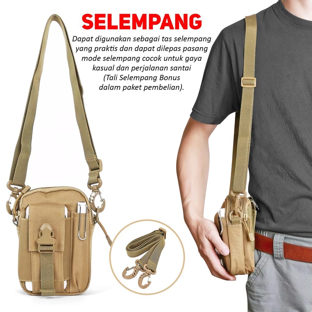 TAS PINGGANG HP TAS SELEMPANG MINI TAS PRIA WAIST BAG BAHAN CORDURA TAS OUTDOOR AKSESORIS FASHION