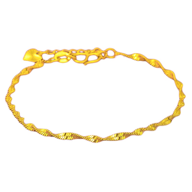 Gold Bracelet Women's Water Wave Pattern Korean Jewelry Retro Simple Twisted String Thin Chain