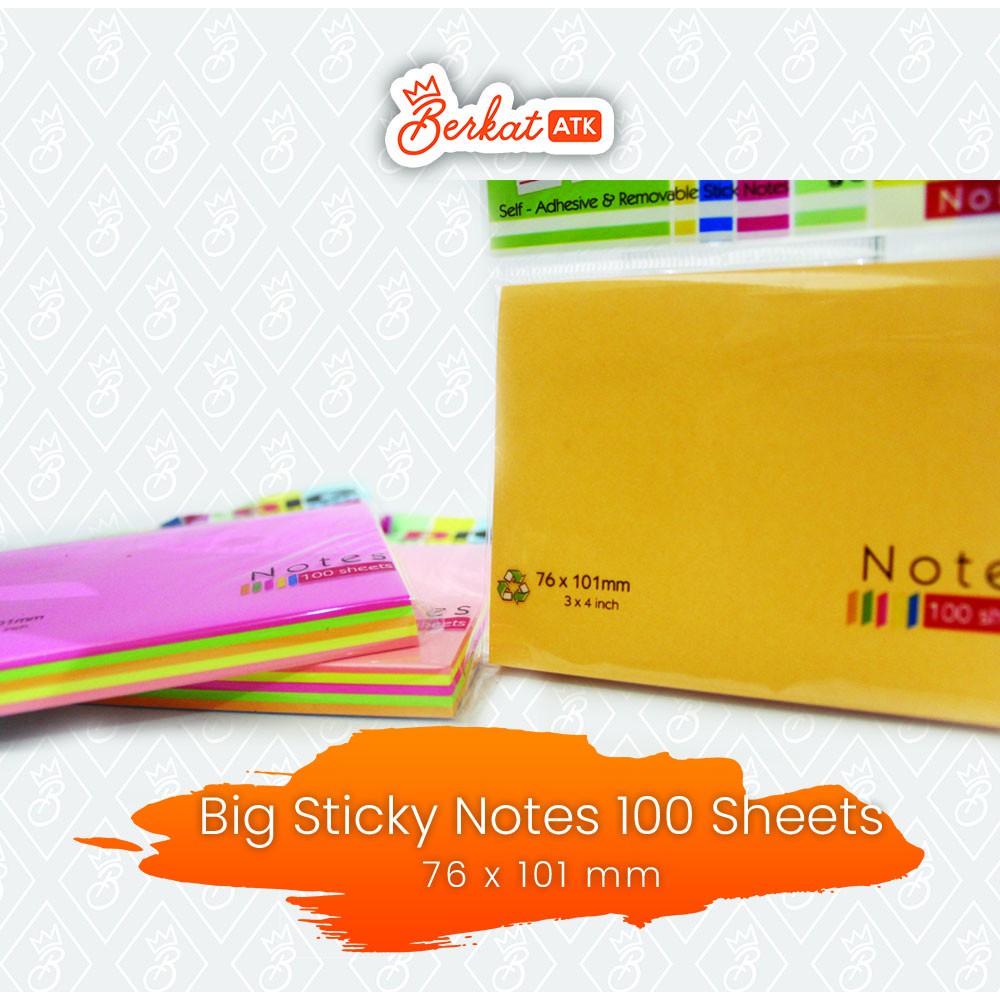 

Sticky Note Stickiii 76 x 101 mm 3x4 inch, 100 Sheets