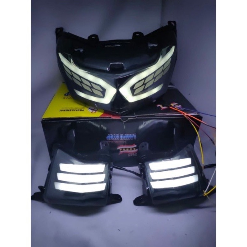 PAKET LAMPU STOP NMAX OLD MODEL LEXUS TAHUN 2015 2019 PLUS SEN DEPAN SEPSANG - JPA PLUS LAMPU SEN LED NMAX LAMA  DEPAN MODEL JPA STOPLAMP + SEIN