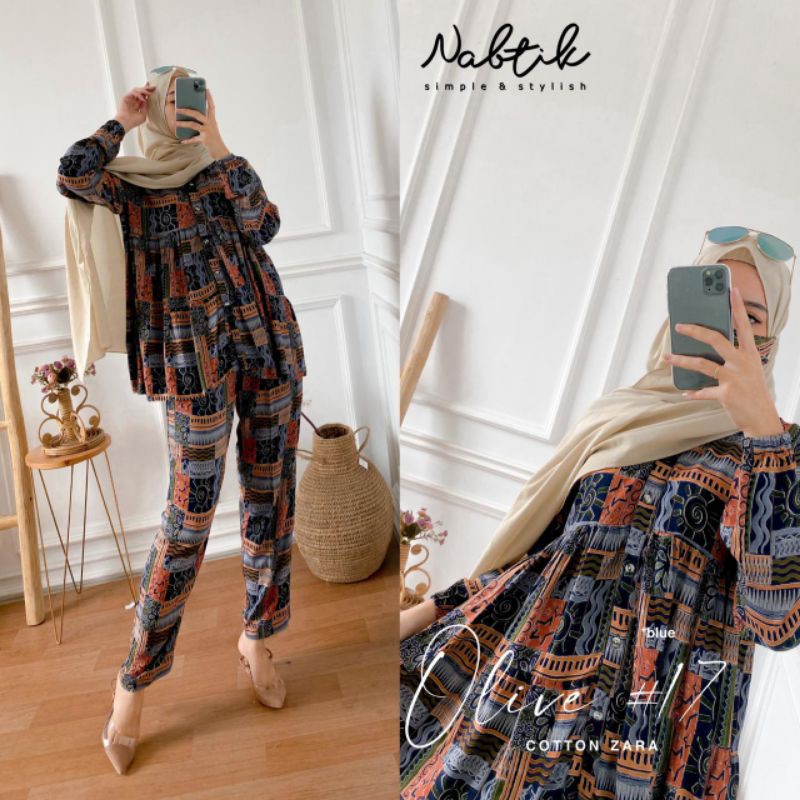 setelan wanit terbaru Olive 17 original by nabtik caton zara terlaris