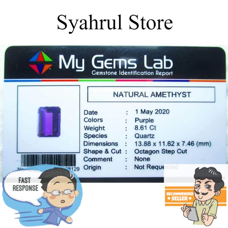 NATURAL MEMO AMETHYZ QUARTZ OCTAGON LUSTER