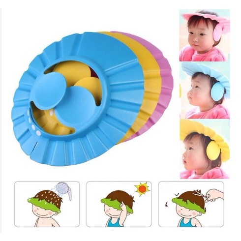 Topi Keramas TUTUP TELINGGA Bayi Anak Mandi Pelindung Mata Baby Shower Cap [MG13]