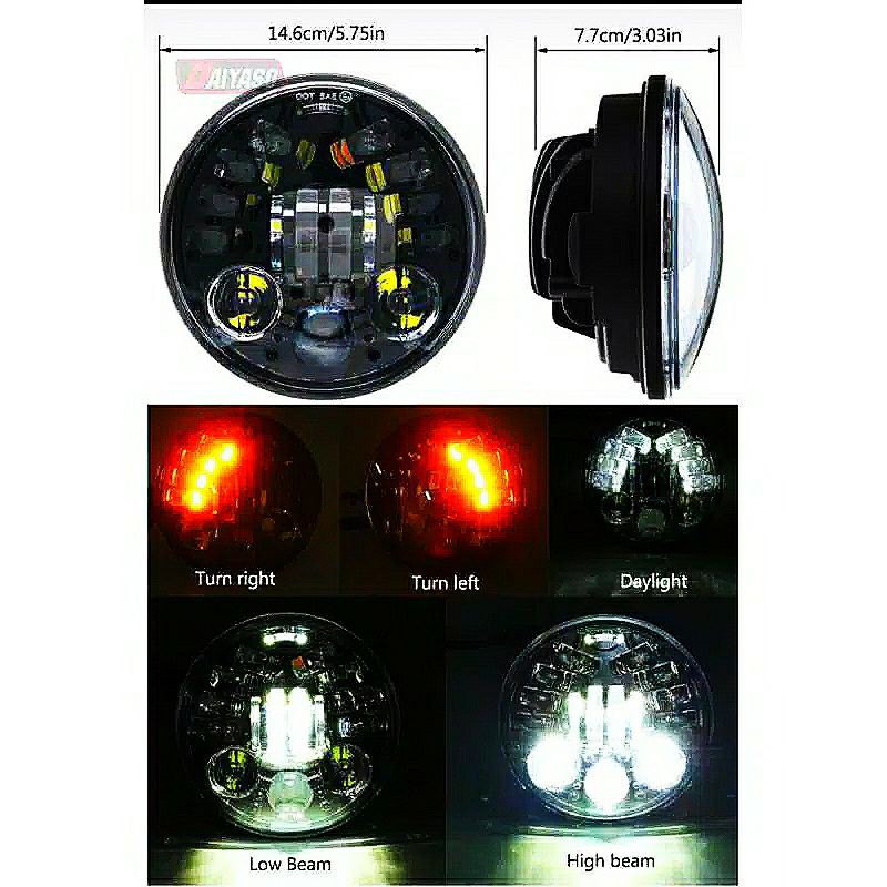 lampu daymaker 16 led ukuran 5,75 dot sae  pnp tiger vespa gl cb megapro vixion scorpio