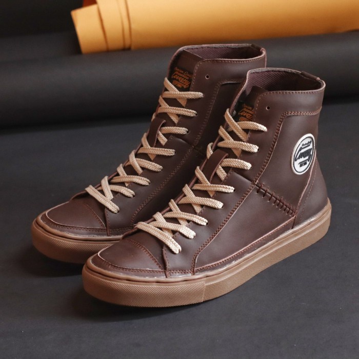 DANTE HIGH EXODOS57- CEVANY FOOTWEAR | SEPATU SNEAKERS PRIA KULIT ASLI - Cokelat, 39