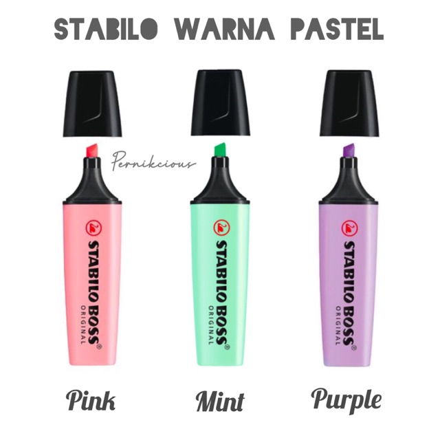 

Pernikcious 2pcs Set Highlighter Stabilo Pastel Pink Mint Ungu