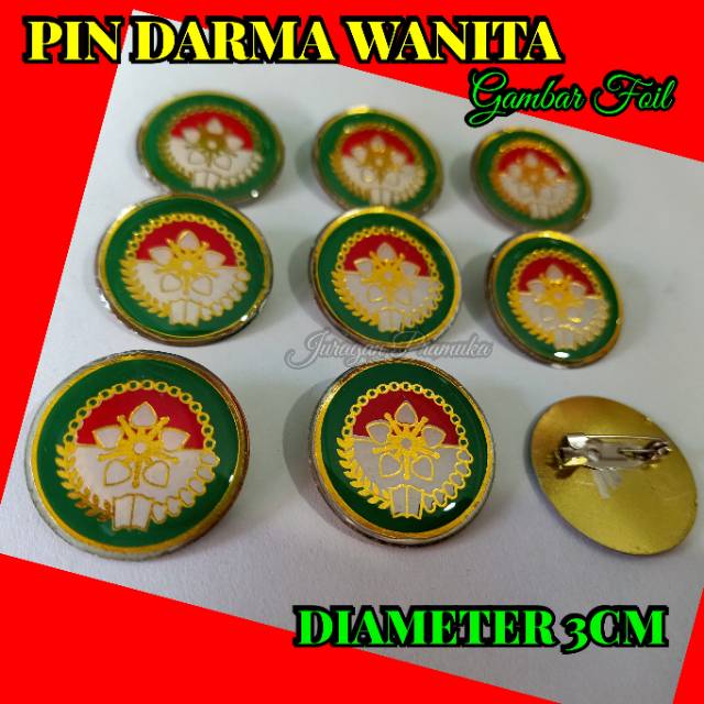 PIN DHARMA WANITA 3CM GAMBAR TIMBUL