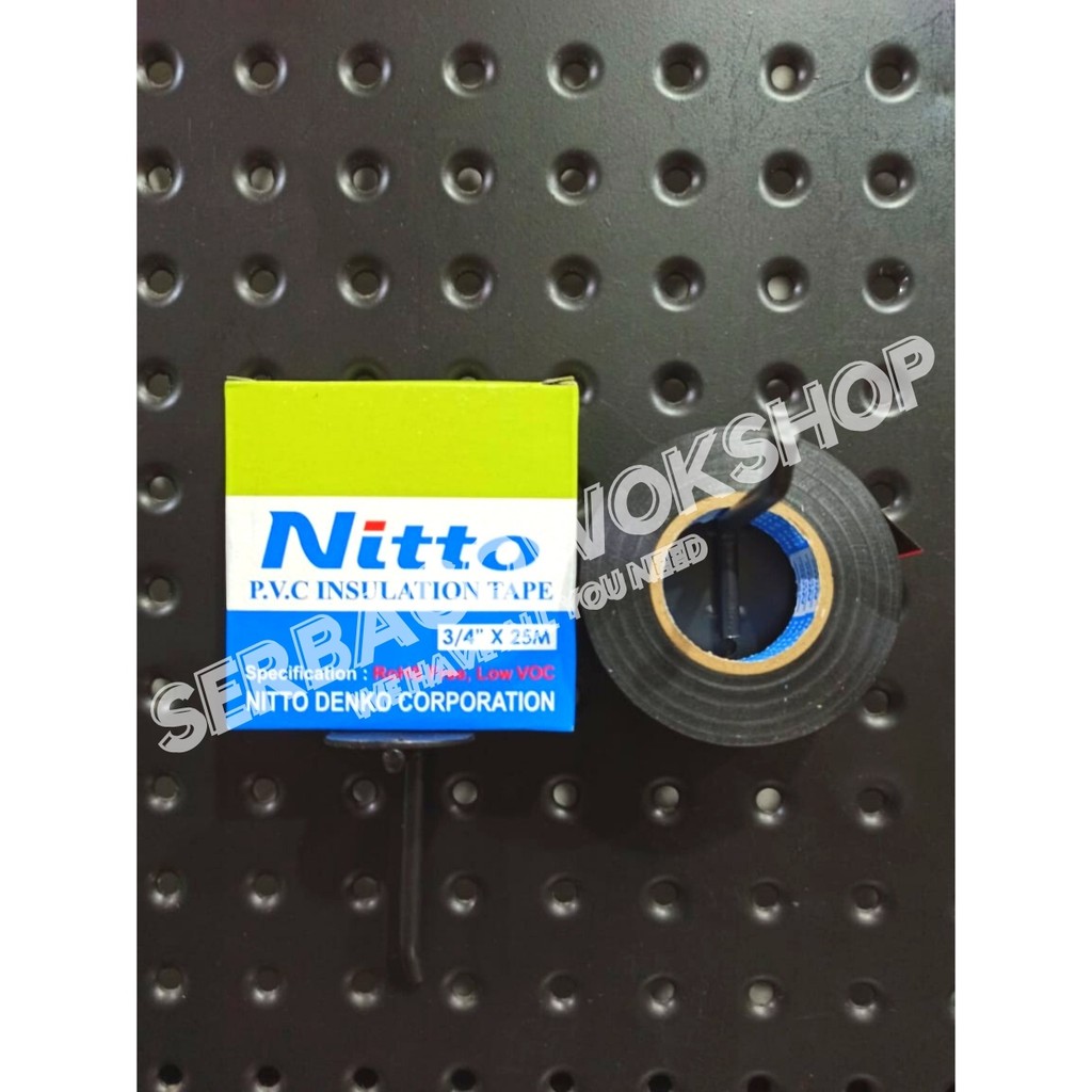 1 Dus Nitto Isolasi Listrik Original Tape Hitam PVC Kabel 3/4&quot; 25 M ASLI Termurah Berkualitas