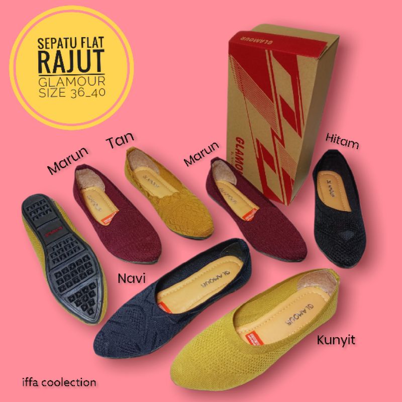 sepatu flat rajut glamour import