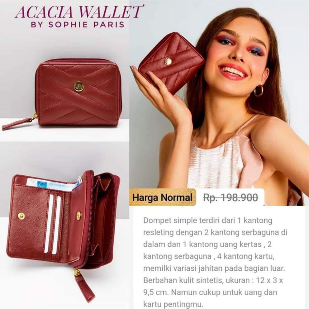 Dompet Kecil Wanita Shopie Martin Paris Promo Terbaru 2025 Acacia Merah Maroon Sophie Eksclusive Pre