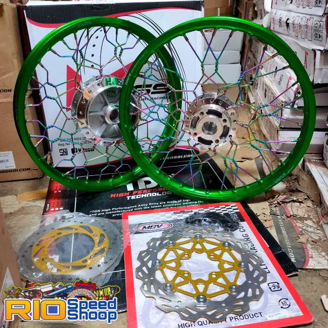 Velg Ninja R/RR JariJari RainBow Stell Kepang Velg Hijau