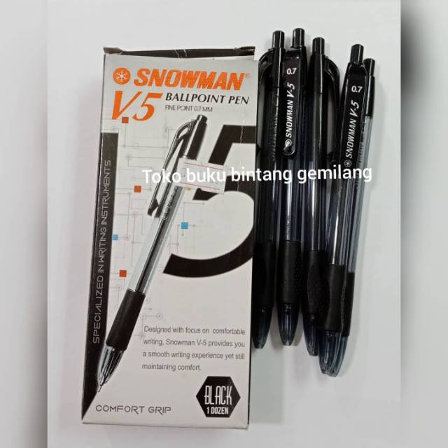 

ECER PULPEN SNOWMAN V5 0.7mm lancip / BALLPOINT PEN FINE POINT 0.7.MM / ORIGINAL