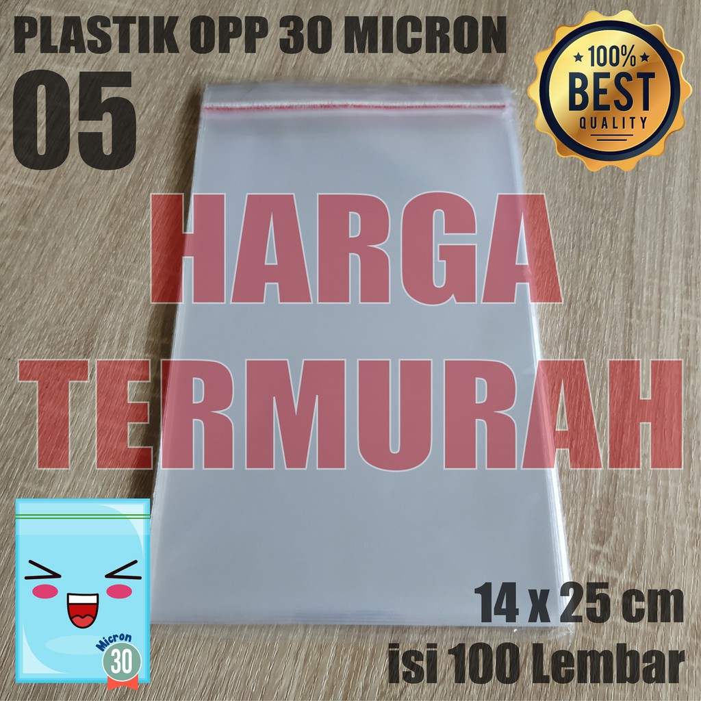 

PLASTIK OPP TEBAL 14 x 25 cm 30 Micron (0,5) PLASTIK KEMASAN Isi 100 PCS