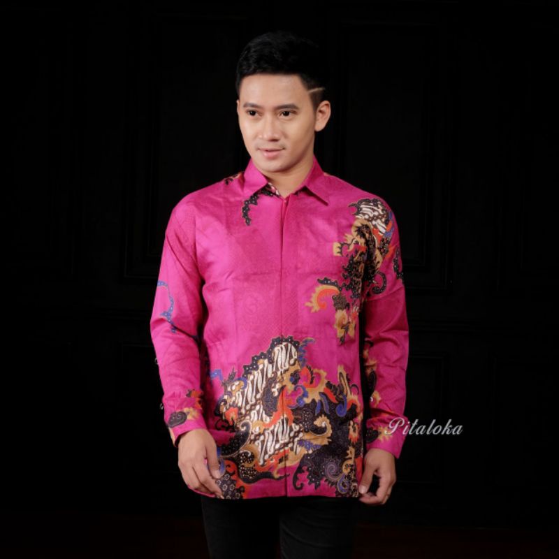 kemeja pria batik semi sutra - kemeja batik pria semi sutra Kode JUNA terlaris dikelasnya