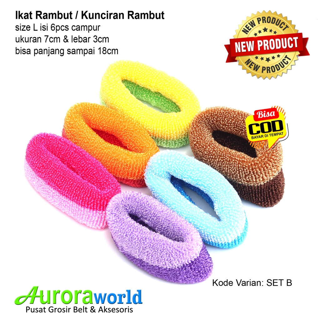 AURORAWORLD 6 PCS IKAT RAMBUT / KUNCIRAN RAMBUT WARNA CAMPUR  KUALITAS SUPER BAHAN LEMBUT