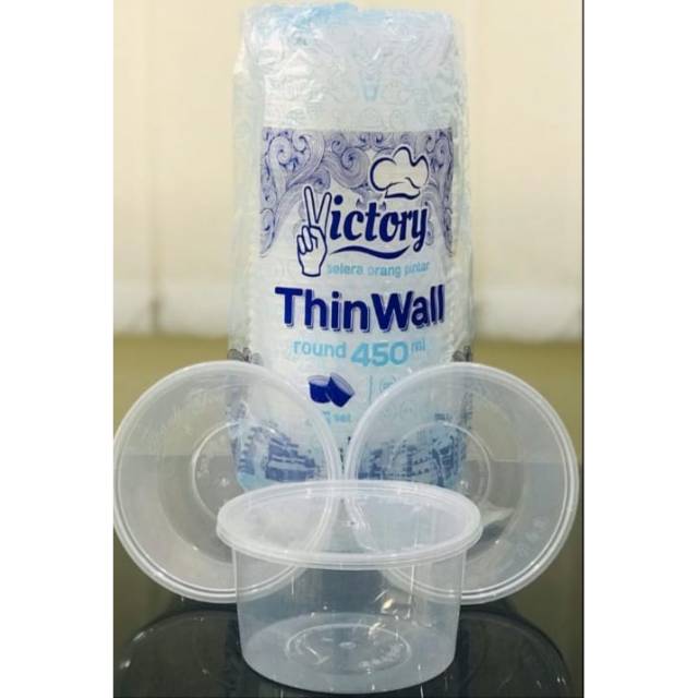 Thinwall Round 450ml isi 25pcs merk Victory Mika Box Plastik Salad Buah Kotak Makan Food Container