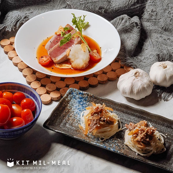 

Tuna Steak Oroshi Ponzu and Niku Somen