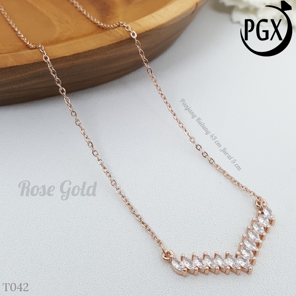 PGX Kalung Fuji Titanium Anti Karat Aksesoris Wanita T051