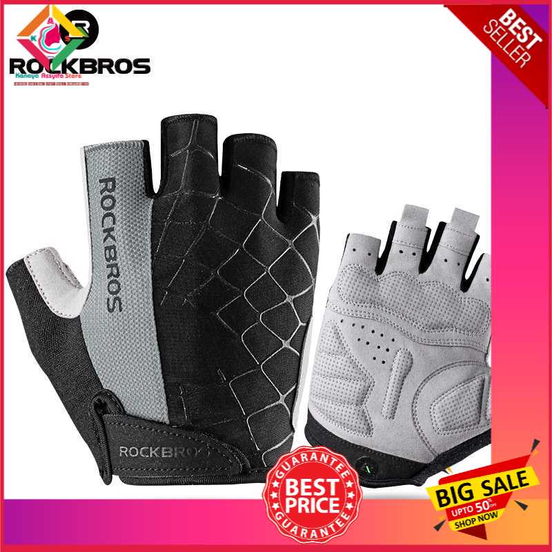 Sarung Tangan Sepeda Half Finger Anti Slip / Sarung Tangan Sepeda mtb Roadbike Rockbros - S109