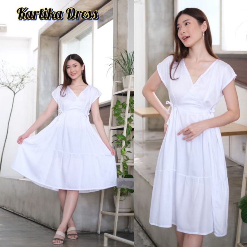 Dress putih / kimono homedress/ gaun putih/Korean dress/ dress kartika/ Korean dress