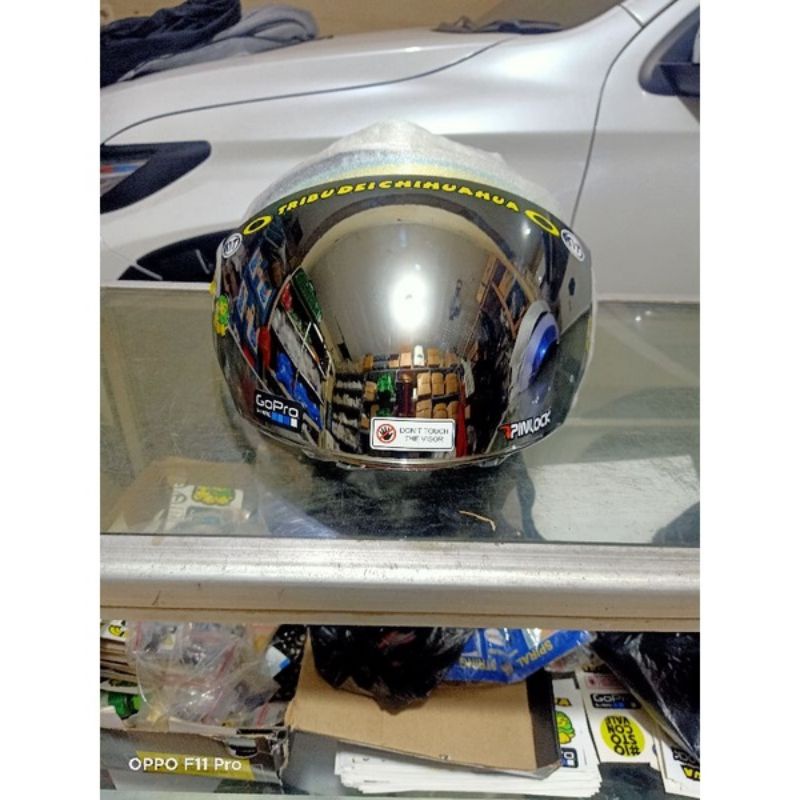 visor kyt dj maru+stiker iridium silver free stiker visor