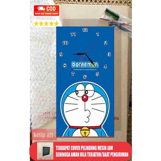 JAM DINDING KARAKTER DORAEMON MINIMALIS UNIK BESAR KAYU VINTAGE SOUVENIR JAM CAFE Kevinart