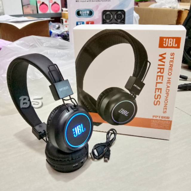 Headphone Bluetooth Wireless JBL PPT860 LED Ngebass