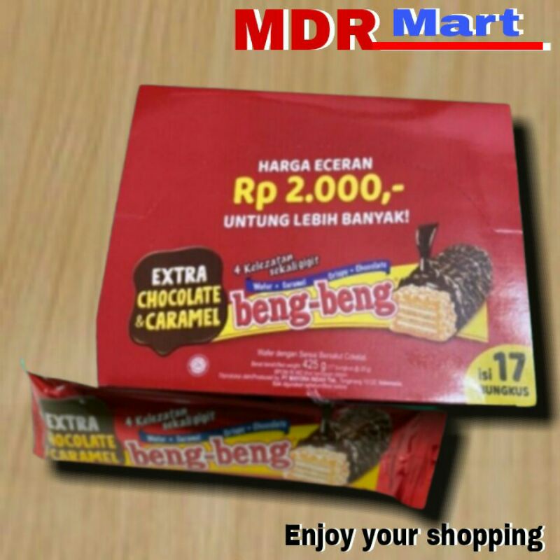 

BENG-BENG WAFER EXTRA COKLAT&CARAMEL 1 BOX ISI 17 PCS X 25 GRAM