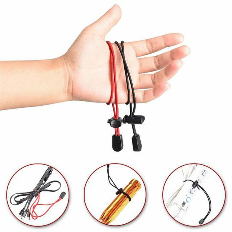 Tali Elastis 2 Pcs Multifungsi Untuk Pengait Ransel Outdoor Trekking Pole Botol Minuman Kuat Tahan Lama  2pcs