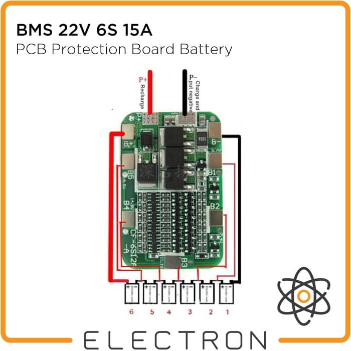 BMS 6S Battery Protection Charging Board 6S 18650 3.7V 4.2V 15A Baterai