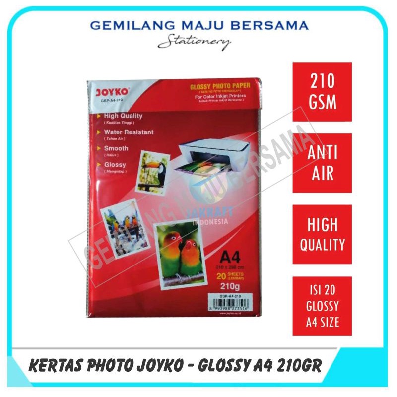 

Kertas Photo Joyko A4 210gr (glossy)