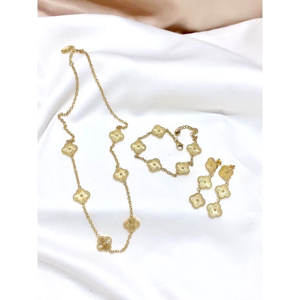 Kalung Gelang Anting Motif elv Gold  Bahan Titanium Asli Premium Quality anti karat anti alergi Stainless steel ori  S-030